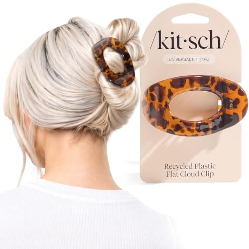 Kitsch Medium Flat Claw Clip for Women - Tortoise, 1pc | Durable & Strong Hold Flat Hair Clips For Styling, Half Updo | Non-Slip for Secure, Comfortable Wear, For All Hair Types - color: Tortoise Design, size: Medium