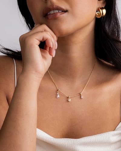 PAVOI 14K Gold Plated Dainty Necklace with Removable Charms Set for Women | 2 and 3-Pack Small Motif & Mantra Pendants, Adjustable Chain Gold Charm Necklace, Cute Jewelry Gifts - style: Heart Pack