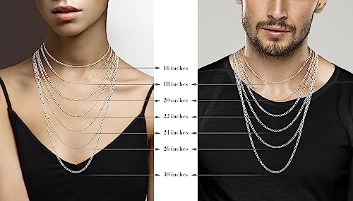 Miabella Italian 925 Sterling Silver 3mm Figaro Chain Women Men Necklace | 18K Gold Plated Option, Diamond-Cut Link Chain, Fine Jewelry Made in Italy - size: Length 16 Inches, style: sterling silver