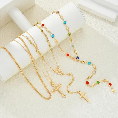 Frodete Gold Lariat Necklace for Women Long Gold Drop Necklace with Clear Beads Adjustable Y Necklace for Dresses Party Vacation - color: C1:cross long necklace