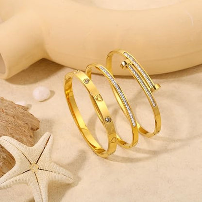 Camhanno Stackable Silver Bracelets for Women Stainless Steel Love & Friendship Bangle, Mothers Day Valentines Birthday Christmas Jewelry Gifts for Mom Her Wife Grandma - style: Style 14
