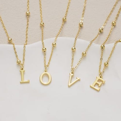 Initial Necklaces for Women Dainty 14k Gold Plated A-Z Letter Pendant Name Necklaces Cute Charm Choker Fashion Accessories Non Tarnish Trendy Jewelry Gift - color: Gold, style: T