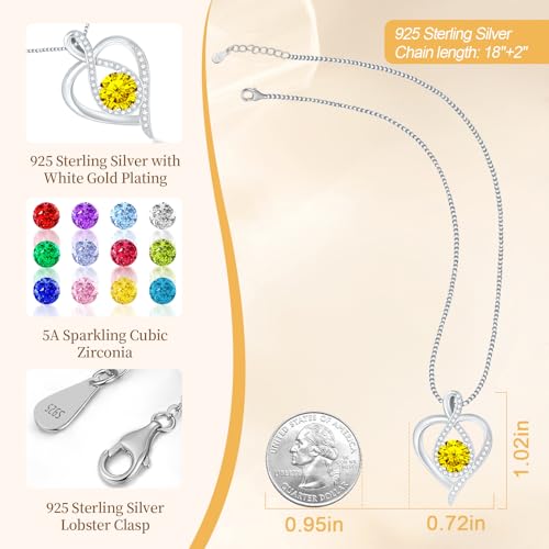 925 Sterling Silver Infinity Heart Necklace for Women, Rhodium Plated Cubic Zirconia Pendant Gift for Girlfriend Wife Mom - Anniversary Valentine's Day Birthday Present with Elegant Gift Box - color: Silver-11-Nov