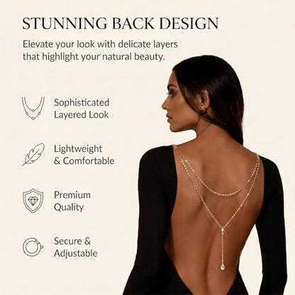 Back Necklace for Backless Dress Rhinestone Body Chain Jewelry for Women Backdrop Necklace Bridal Dress Crystal Wedding Jewelry Gift - color: A1:SetB