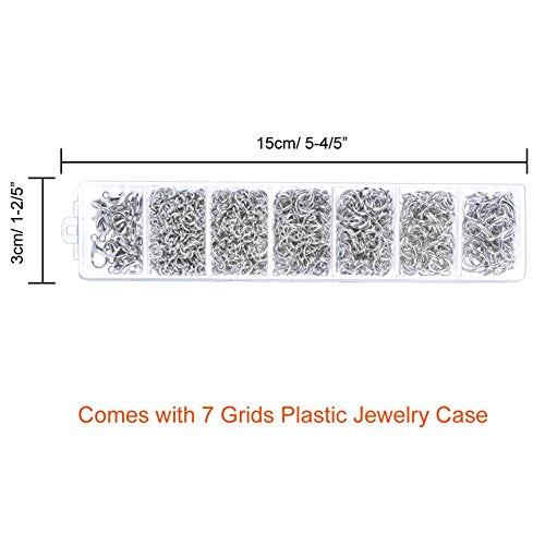 Paxcoo 1500Pcs Silver Jump Rings with Lobster Clasps and Jewelry Pliers for Jewelry Making Supplies Findings and Necklace Repair - color: Silver