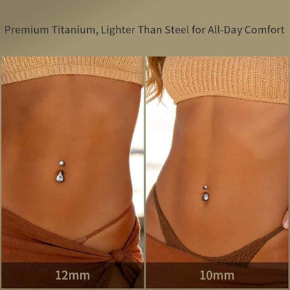 Titanium Floating Belly Button Rings 14G, ASTM F136 Implant-Grade Curved Barbell, Internal Thread with 6mm Teardrop Gems, Sparkle Navel Piercing Jewelry, 10mm/12mm Length - color: Teardrop Silver-Clear CZ, size: 1/2"(12mm)