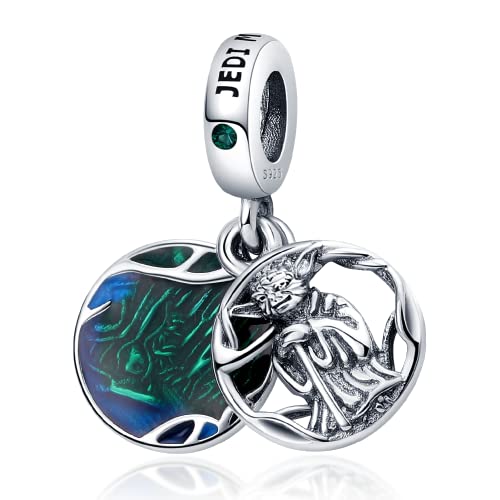 LIGHTDOG 925 Sterling Silve Charms fits Pandora Bracelets Necklace,5A Zircon Dangle Pendant Bead,Mother's Day Gift Jewelry Beads for Women - style: Master Yoda Charm