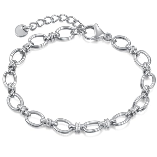 Jude Jewelers Stainless Steel Linked Infinity Charms Chain Style Bracelet - color: Silver