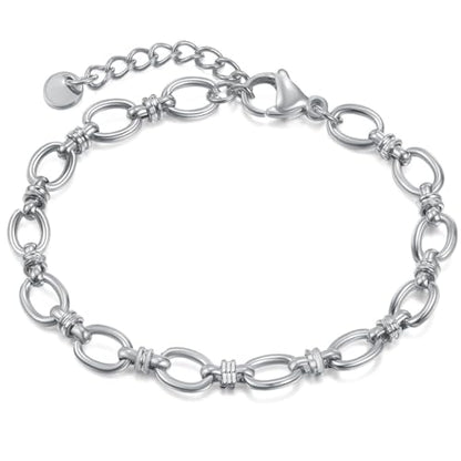 Jude Jewelers Stainless Steel Linked Infinity Charms Chain Style Bracelet - color: Silver