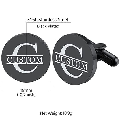Custom4U Custom Photo Cufflinks for Men Father of the Bride Gifts - color: D-Initial+Name-Black