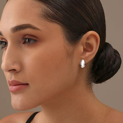 LeCalla 925 Sterling Silver Omega Back Stud Earrings for Women | Classic Pierced Omega Closure Earring | Earring Jewelry Gift for Her, Wife or Girlfriend | Daily Wear & Special Occasion Earring - color: Beaded Dome