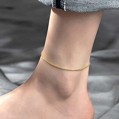Gold Anklets for Women Waterproof,18K Gold Plated Anklet for Women Snake Chain Link Dainty Ankle Bracelets Summer Beach Jewelry - color: 1.2mm-Gold