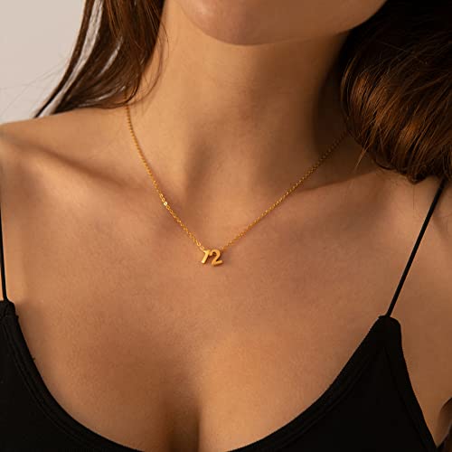 Number Necklace for Women Dainty 18K Gold Plated Pendant Necklace Charm Birth Month Personalized Jewelry Birthday Gift - color: GOLD, style: Number 3