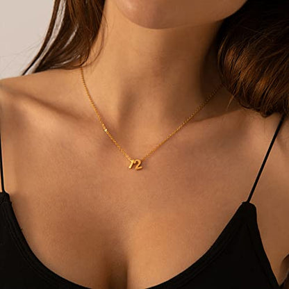 Number Necklace for Women Dainty 18K Gold Plated Pendant Necklace Charm Birth Month Personalized Jewelry Birthday Gift - color: GOLD, style: Number 8