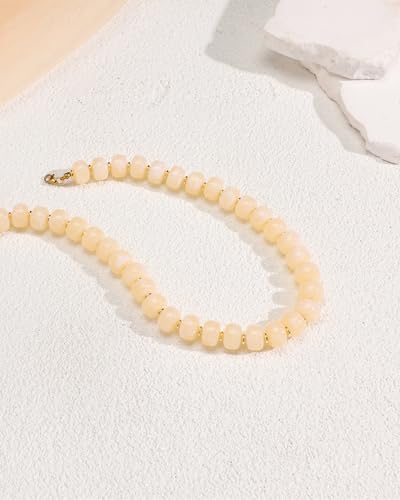 Boho Colorful Chunky Beaded Necklace for Women Trendy Resin Statement Choker Necklaces Summer Beach Style Womens Vacation Fashion Jewelry Gifts Accessories - color: White
