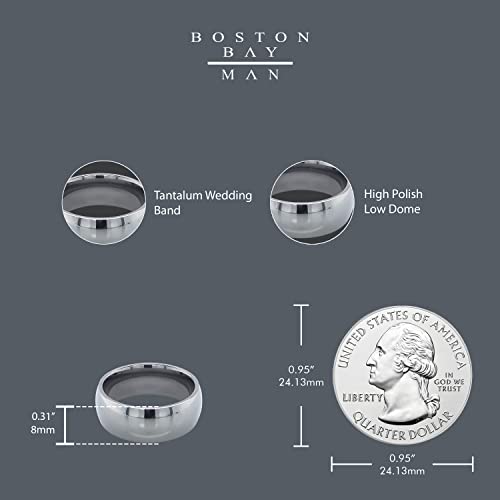Boston Bay Diamonds Tantalum Comfort Fit Mens Wedding Band or Fashion Ring - 7mm & 8mm - Choice of Style - color: 8mm Low Dome