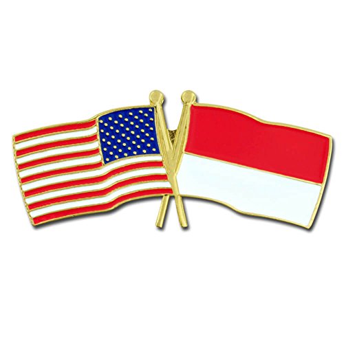 PinMart Crossed American Flag Lapel Pin - Gold Color Plated Enamel Pins - color: Indonesia Gold-Color Plated, size: 25 Pack