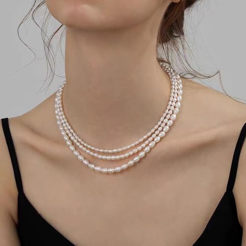 White Genuine Freshwater Cultured Pearl Necklace For Women And Men | Full Sizes from 3mm to 14mm Freshwater Pearls, AAA Grade & Above, A Love Gift Choice For Anniversaries And Birthdays - size: 4mm