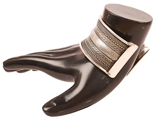 Touchstone Indian Bollywood Desire Brass Base Exotic Workmanship Free Size Cuff Bracelet in Antique Gold Or White Or Copper Tone for Women. - style: D051 White 1