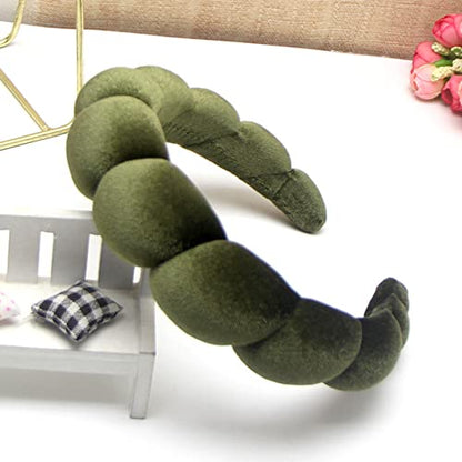 Fashion Headbands for Women Padded Fabric Hair Bands Wide Velvet Non Slip Headband Hair Accessories for Women Girls, Leaf Green - color: Leaf Green