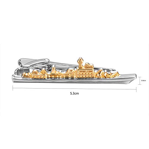 Yoursfs Unique Ship Car Tie Clips for Men Novelty Cool Transportation vehicles Tie Clip Bar Pins Men's Fashion Jewelry - style: Gold Silver Ships