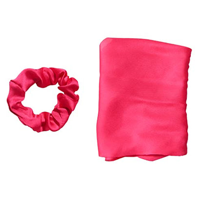 Pack of 2 Knotted Bow Hair Scrunchies Elastic Hair Scarf Black Hair Ties Bands Satin Hair Ribbon Scrunchy Red Ponytail Holder for Women and Girls, Hair Scarf Scrunchies, Hair Accessories Hair Bow - color: Hot pink