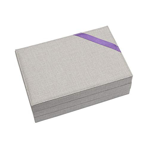 Household Essentials Grey Stacking Jewelry Organizer Box Tray Set with Removable Lid Fabric (744-1) - color: White