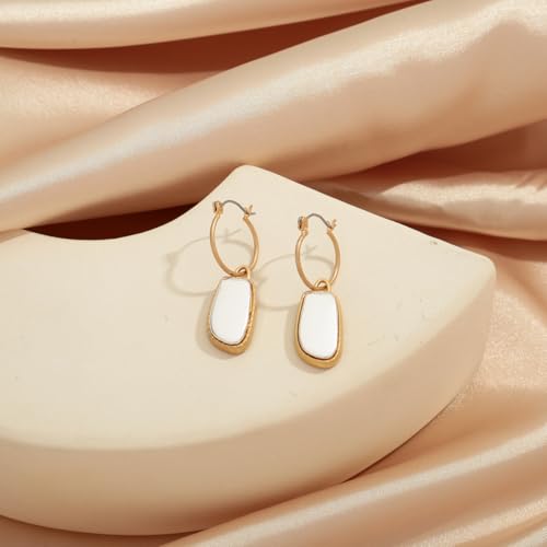 Antique Gold Hammered Disc Drop Earrings Boho Earrings with Two Tone Jewelry Gift - color: EH22699A