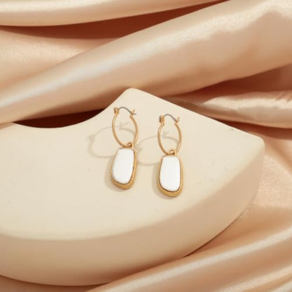 Antique Gold Hammered Disc Drop Earrings Boho Earrings with Two Tone Jewelry Gift - color: EH22699A
