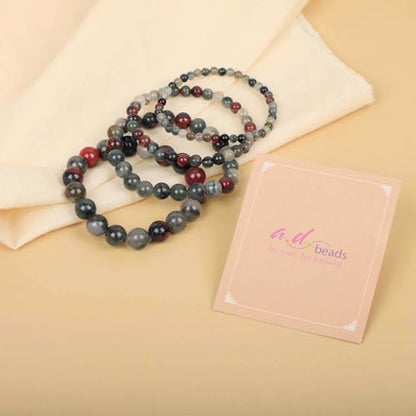 AD Beads Handmade Gemstone Stretch Elastic Bracelet Crystal Healing Reiki Nature's Beauty and Spiritual Essence Unisex (4mm, African Bloodstone (Strengthen the Body)) - color: African Bloodstone (Strengthen the Body), size: 4mm