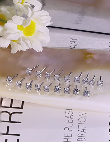 18G 20G 22G Nose Rings Studs with Cubic Zirconia 316L Surgical Steel Straight Screw L Shaped Nose Studs Piercing Jewelry for Women Men Girl CZ 1.5mm 2mm 2.5mm 3mm 20Pcs - color: A:22G Straight- Silver 3mm