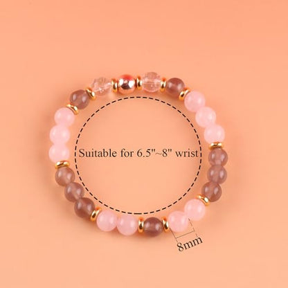 KSQS Healing Stone Bead Bracelet for Women, Natural Gemstones Balance Protection Bracelet, Spiritual Crystal Beads Bracelet Anxiety Relief with Meaning Card - color: Anxiety Relief