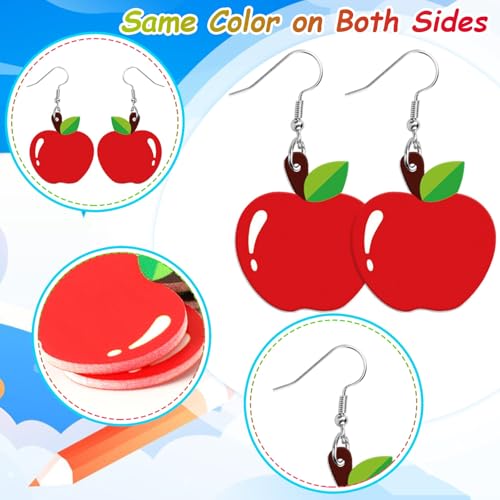 8 Pairs Back to School Acrylic Earrings for Women Dangle Jewelry | Rainbow Pencil Book Earrings, Teacher Appreciation Graduation Gift, School Theme Jewelry, Lightweight Acrylic, Double Side - style: School