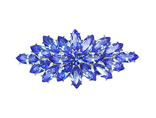 Faship Big Marquise Pin Brooch Vintage Style - color: Blue