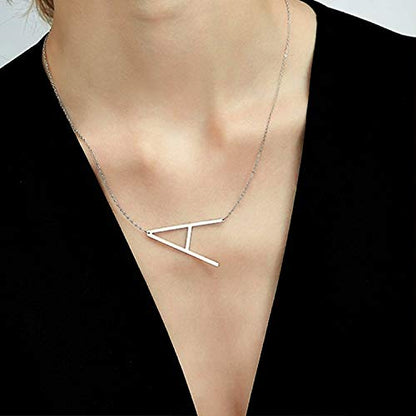 MOMOL Sideways Initial Necklace 18K Gold Plated Stainless Steel Large Big Letters Pendant Necklace Script Name Monogram Necklaces for Women - color: P