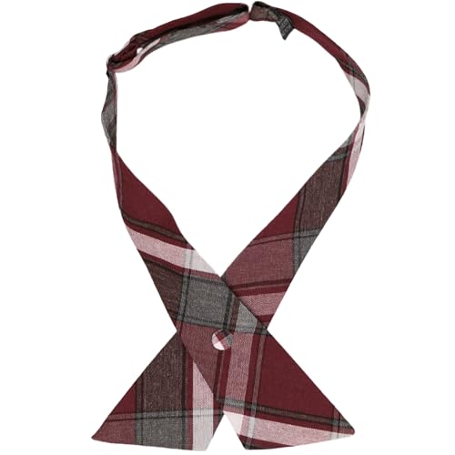 tiemart Crossover Tie - color: Burgundy and Gray Plaid