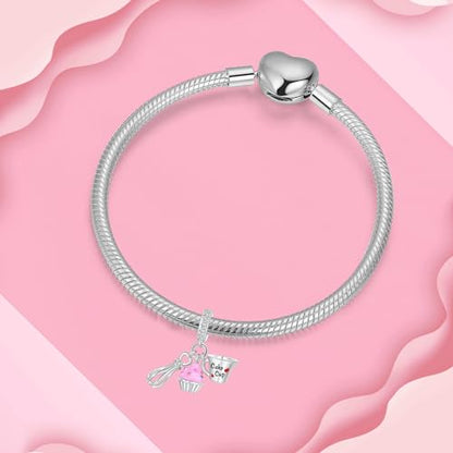 925 Sterling Silver Charms fits Bracelets and Necklace Pendant Bead Charms Jewelry Gift for Women Family Friends - style: Cake Baking