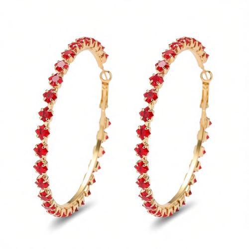 Mult-colors Cubic Zircon Hoop Earrings for Women Lightweight Hypoallergenic Jewelry for Sensitive Ears for Women Large Big Hoop Earrings DTE-GG60S - color: YXE057GL-R, 6cm