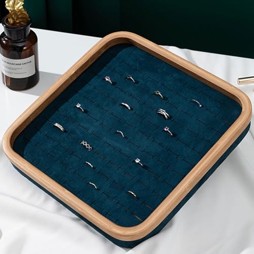 Ring Display Tray - Earring Storage Plate - Velvet Protection & Jewelry Display - Stackable Jewelry Organizer Trays for Collectibles & Gems,Blue,Square 104 Slots - color: Blue, size: Square 104 slots