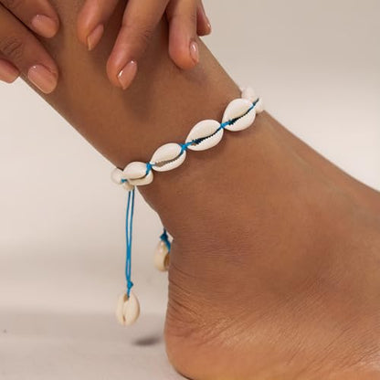 Cicy Bell Boho Ankle Bracelets Set for Women Beach Jewelry Bead Anklets | Hawaiian Shell Starfish Charm,Adjustable,Waterproof Non Tarnish,Summer Vacation Foot Jewelry - color: Gold D