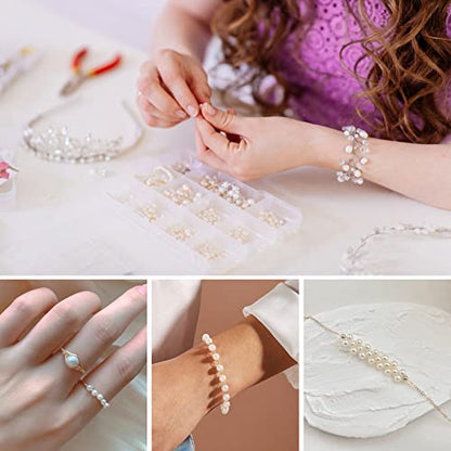 2150PCS Pearl Beads for Jewelry Making 6mm Jewelry Beads Bulk | Round Faux Pearls Beads with Holes for Bracelet Necklace Earrings Crafting - color: ivory(6mm)