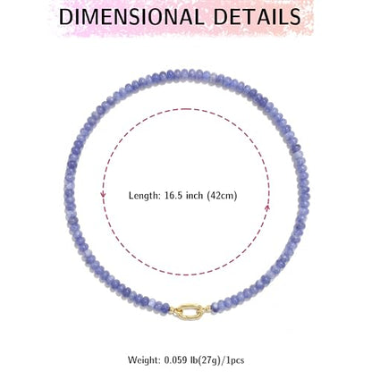 CONRAN KREMIX Colorful Stone Beaded Necklace for Women,Natural Gemstone Bead Choker Necklaces Boho Summer Beach Layering Necklace Jewelry Gift for Women - color: Sapphire Blue