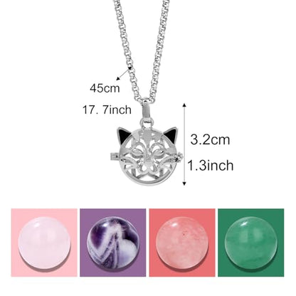 Raicegs Heart Shaped Crystals and Healing Stones 7 Chakra Crystal Necklace 0.8 inch Heart Gemstones Natural Stones Necklaces for Women Spiritual Gift for Women Teen - style: 4PCS-CAT
