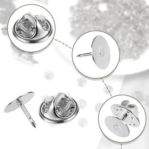 JANYUN 120 Pairs Butterfly Clutch Tie Tacks Metal Safty Secure Pin Back | Silver,Metal Holder Clasp Lock Backings,Replacement with 8mm Length 10mm Width Blank Pin for Brooch Lapel Enamel Craft Making - color: Silver, size: 10mm