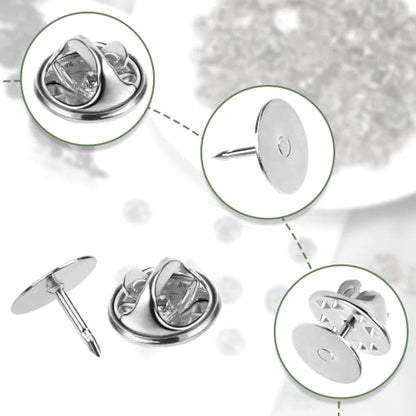 JANYUN 120 Pairs Butterfly Clutch Tie Tacks Metal Safty Secure Pin Back | Silver,Metal Holder Clasp Lock Backings,Replacement with 8mm Length 10mm Width Blank Pin for Brooch Lapel Enamel Craft Making - color: Silver, size: 10mm