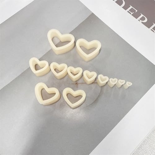 Heart Silicone Ear Tunnel Plugs Gauges Expanders Hollow Flexible Soft Tunnels Kit Stretcher Earrings Fashion Lobe Piercing Body Jewelry for Women Her 6 Pairs Set - color: Beige, size: 4mm-12mm