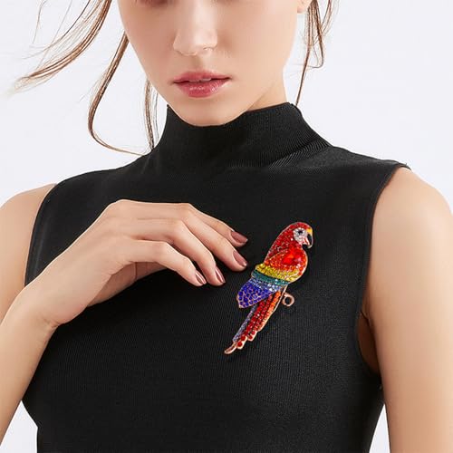 Dainty CZ Parrot Brooch for Women Men Cute Colorful Rhinestone Crystal Bird Animal Lapel Pins for Dress Hat Bag Suit Tie Wedding Holiday Accessories Jewelry