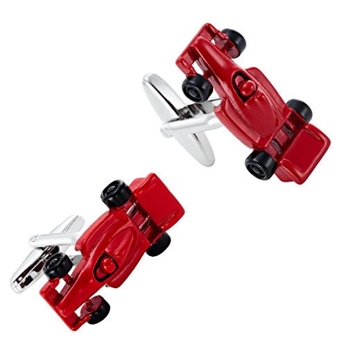 Urban Jewelry Cufflinks for Men, Stainless Steel Tuxedo Shirt Accessories – Black, Silver, Gold Cuff Links for Wedding, Business, Gifts for Father, Husband, Boyfriend, Son - style: Red Race Car Style