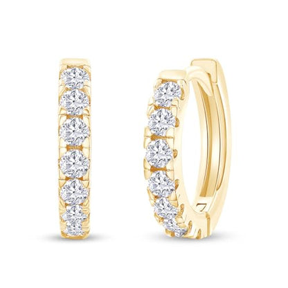 Dainty Cartilage Huggie Hoop Earrings Women in 18K Gold Plated | Round Moissanite in 18K Gold Plated Jewelry for Her - color: Yellow Gold, size: 13 MM
