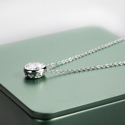 Moissanite Necklaces, 925 Sterling Silver Pendant Necklace for Women Men - style: Oval Cut